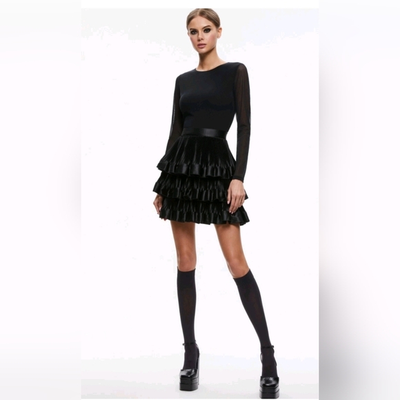 ALICE + OLIVIA CHARA TIERED RUFFLE MINI DRESSSIZE 2 $465 - Picture 2 of 12